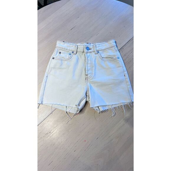 ZARA TAN DENIM JEAN SHORTS HIGH RISE WOMENS SIZE 2 - Picture 2 of 9